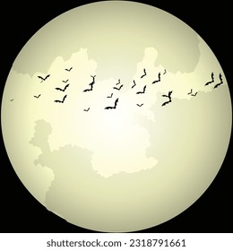 Halloween, horror concept. Hand drawn trendy Vector illustration. Every bird is isolated
