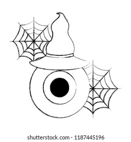 halloween horror eye with hat and spiderweb