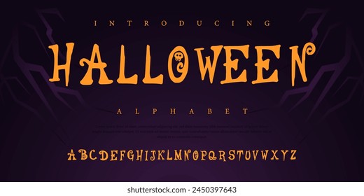 Halloween horror halloween Font Uppercase Lowercase and Number. Spooky Lettering Minimal Fashion Designs. Typography modern serif fonts regular decorative vintage concept. vector illustration