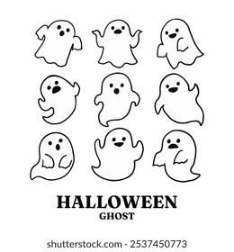 halloween horror ghost sticker, party costume wall paper, cute ghost