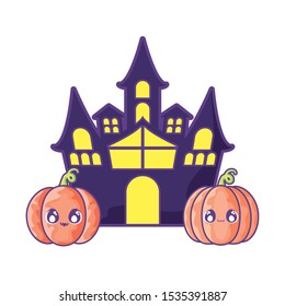 halloween horror house on white background vector illustration design