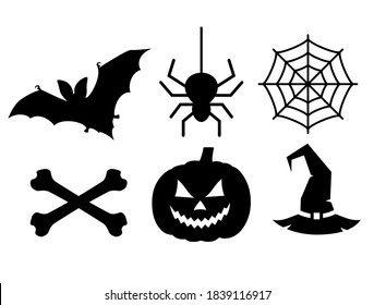 Halloween horror icons set isolated on white background