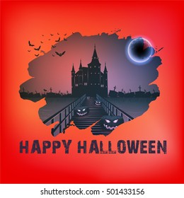 Halloween Horror Landscape - Optional Party, Events, Advertising, Announcement Vector Template