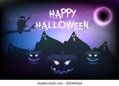 Halloween Horror Landscape - Optional Party, Events, Advertising, Announcement Vector Template