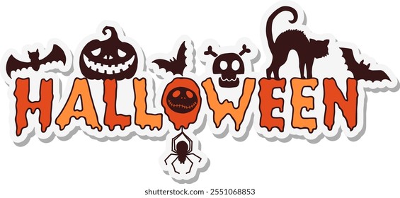 Logotipo do horror do Halloween. Decoração de papel de festa de férias