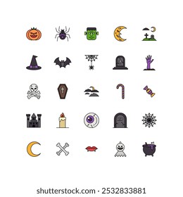 Halloween, horror, misterio y aterrador icono de línea plana