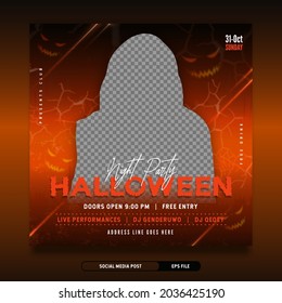 Halloween Horror Night Party Invitation Social Media Post Banner Template