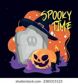 Afiche de la noche de horror de Halloween Vector