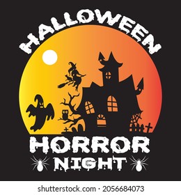 Halloween horror night t shirt design, vector file.