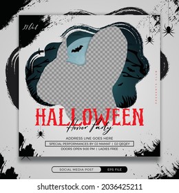 Halloween horror party social media post square banner template