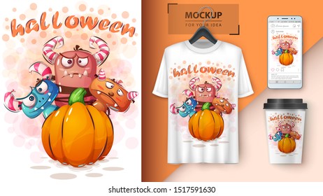 Halloween horror poster and merchandising. Vector eps 10