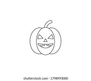 Halloween, horror, ícono de calabaza. Ilustración vectorial, diseño plano.