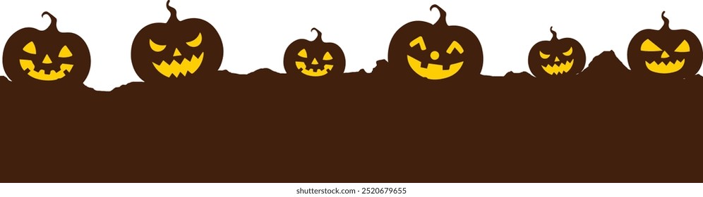 Halloween horror pumpkins banner transparent background stock illustration