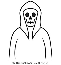 Halloween Horror Reaper Vector Line Art Icon Logo.