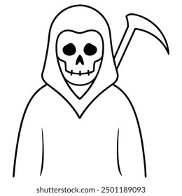 Halloween Horror Reaper Vector Line Art Icon Logo.