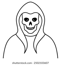 Halloween Horror Reaper Vector Line Art Icon Logo.