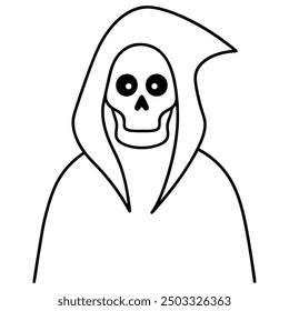 Halloween Horror Reaper Vector Line Art Icon Logo.