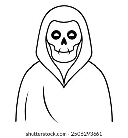 Halloween Horror Reaper Vector Line Art Icon Logo.