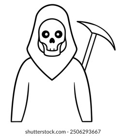 Halloween Horror Reaper Vector Line Art Icon Logo.