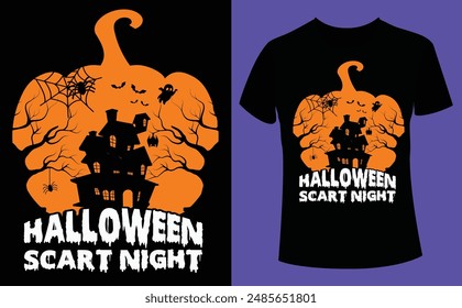 Horror de Halloween, diseño de camiseta de noche de cartón, Halloween Tshirt Pumpkin Patch Cutie, Terror de Halloween T-shirt design EPS file, Plantilla de diseño de camiseta