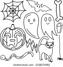 Halloween horror doodle de espanto de arte vectorial 