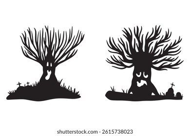Halloween Horror Tree Silhouette Art

