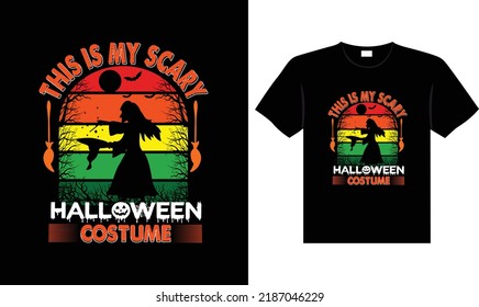 Halloween horror vintage t-shirt design, scary print template vector graphics, high-quality typography illustration shirt design