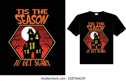 Halloween horror vintage t-shirt design, scary print template vector graphics, high-quality typography illustration shirt design