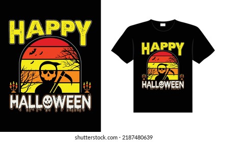 Halloween horror vintage t-shirt design, scary print template vector graphics, high-quality typography illustration shirt design