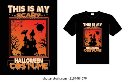 Halloween horror vintage t-shirt design, scary print template vector graphics, high-quality typography illustration shirt design