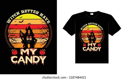 Halloween horror vintage t-shirt design, scary print template vector graphics, high-quality typography illustration shirt design