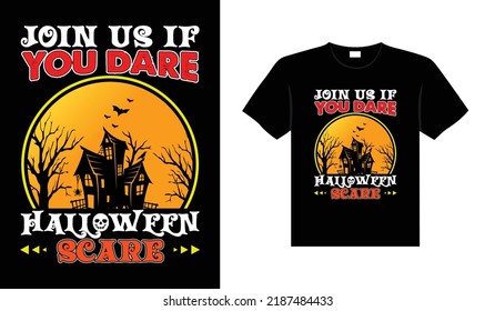 Halloween horror vintage t-shirt design, scary print template vector graphics, high-quality typography illustration shirt design