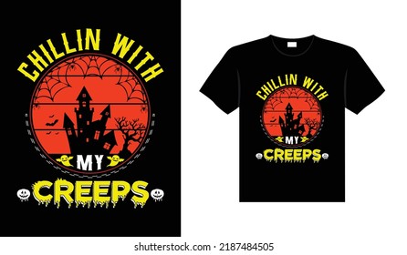 Halloween horror vintage t-shirt design, scary print template vector graphics, high-quality typography illustration shirt design