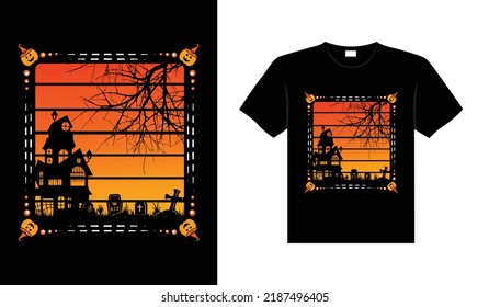 Halloween horror vintage t-shirt design, scary print template vector graphics, high-quality typography illustration shirt design