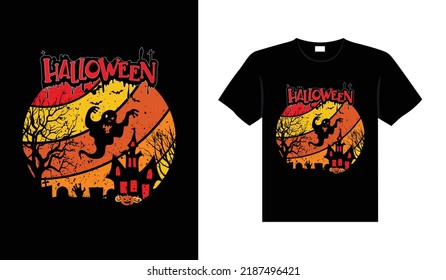 Halloween horror vintage t-shirt design, scary print template vector graphics, high-quality typography illustration shirt design