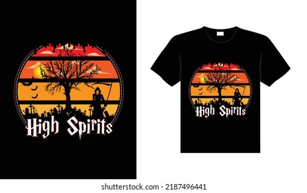 Halloween horror vintage t-shirt design, scary print template vector graphics, high-quality typography illustration shirt design
