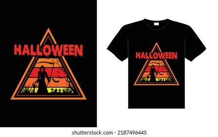 Halloween horror vintage t-shirt design, scary print template vector graphics, high-quality typography illustration shirt design
