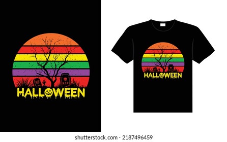 Halloween horror vintage t-shirt design, scary print template vector graphics, high-quality typography illustration shirt design