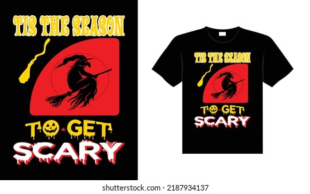 Halloween horror vintage t-shirt design, scary print template vector graphics, high-quality typography illustration shirt design