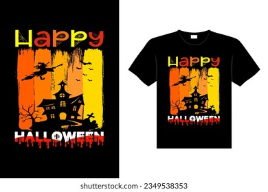 Halloween horror vintage t-shirt design and Scary lettering print template vector typography graphics art