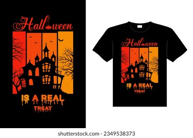 Halloween horror vintage t-shirt design and Scary lettering print template vector typography graphics art