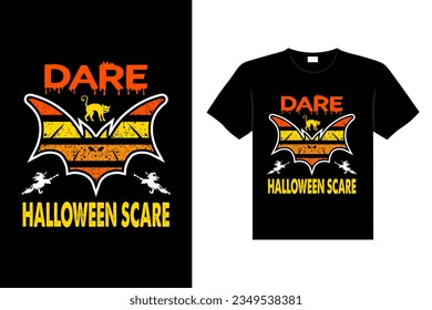 Halloween horror vintage t-shirt design and Scary lettering print template vector typography graphics art