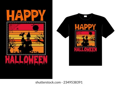 Halloween horror vintage t-shirt design and Scary lettering print template vector typography graphics art