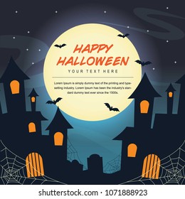 Halloween House with Bats and Cemetery