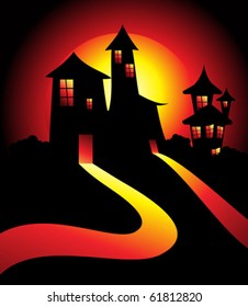 halloween house in darkness vector illustration