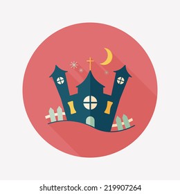 Halloween house flat icon with long shadow,eps10