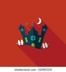 Halloween house flat icon with long shadow,eps10