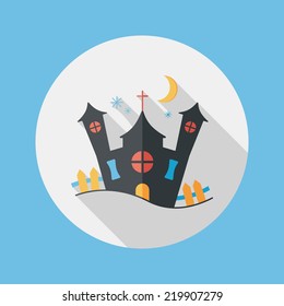 Halloween house flat icon with long shadow,eps10