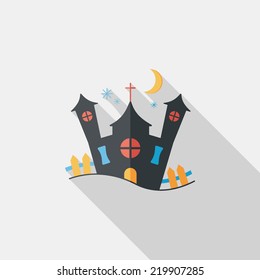 Halloween house flat icon with long shadow,eps10