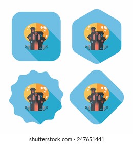 Halloween house flat icon with long shadow,eps10